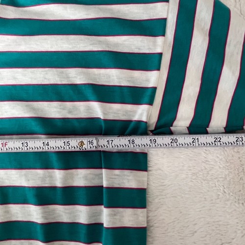 Lady Sansabelt Vintage 90s Striped Polo Short Sleeve Shirt Large Collarless - Picture 7 of 8