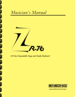  Ensoniq ZR-76 Synthesizer Keyboard OWNER'S MANUAL