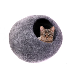 Lamatar1 Felt Cat Cave Comfortable Cozy Cat Home For Pet Handmade In Nepal
