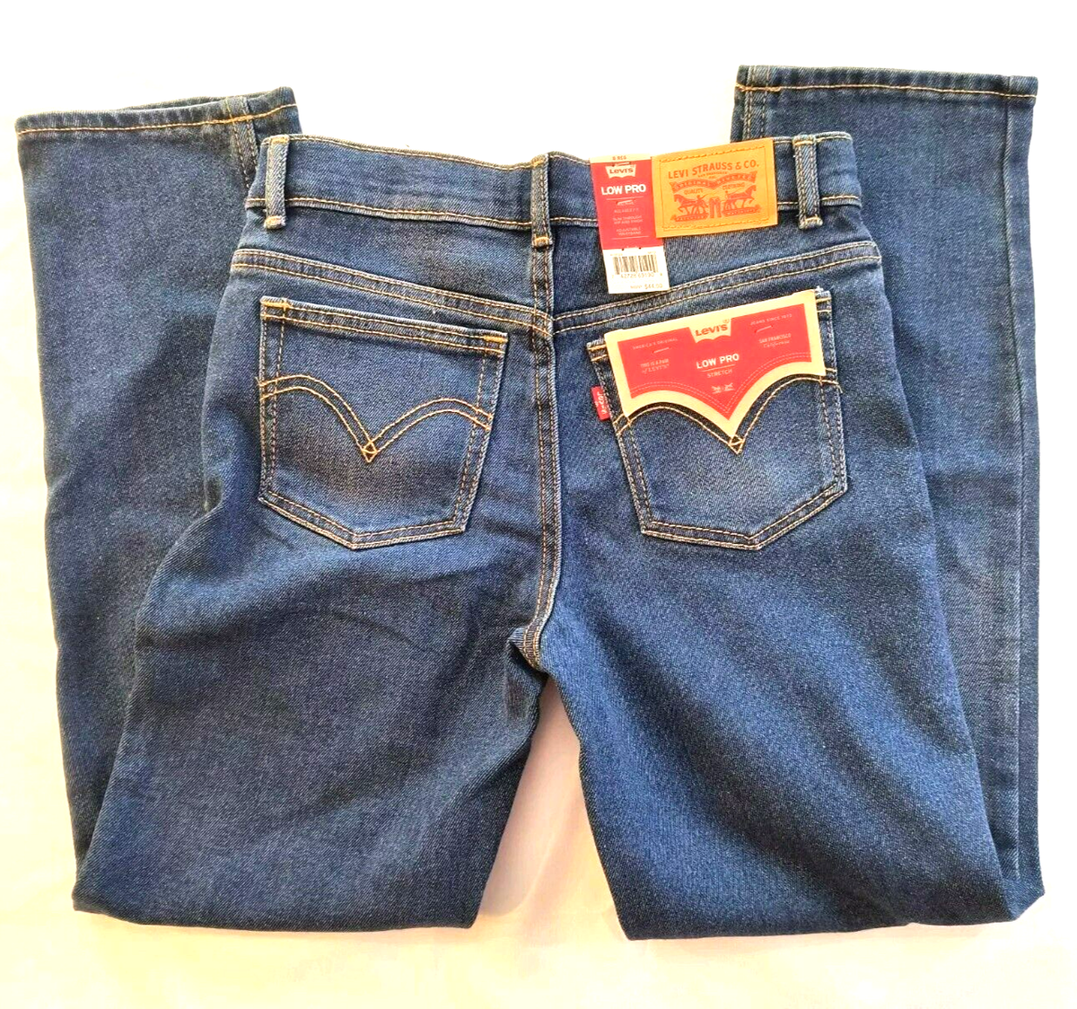 NWT Levis Low Pro Jeans YOUTH 8 Reg Blue Wash Stretch Relaxed Slim