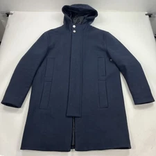 The Arrivals Oster Wool Blend Navy Blue Hooded Coat Parka Size Small Made USA