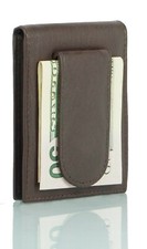Leather Bifold Slim ID Card Holder Front Pocket Brown Men's Money Clip Wallet