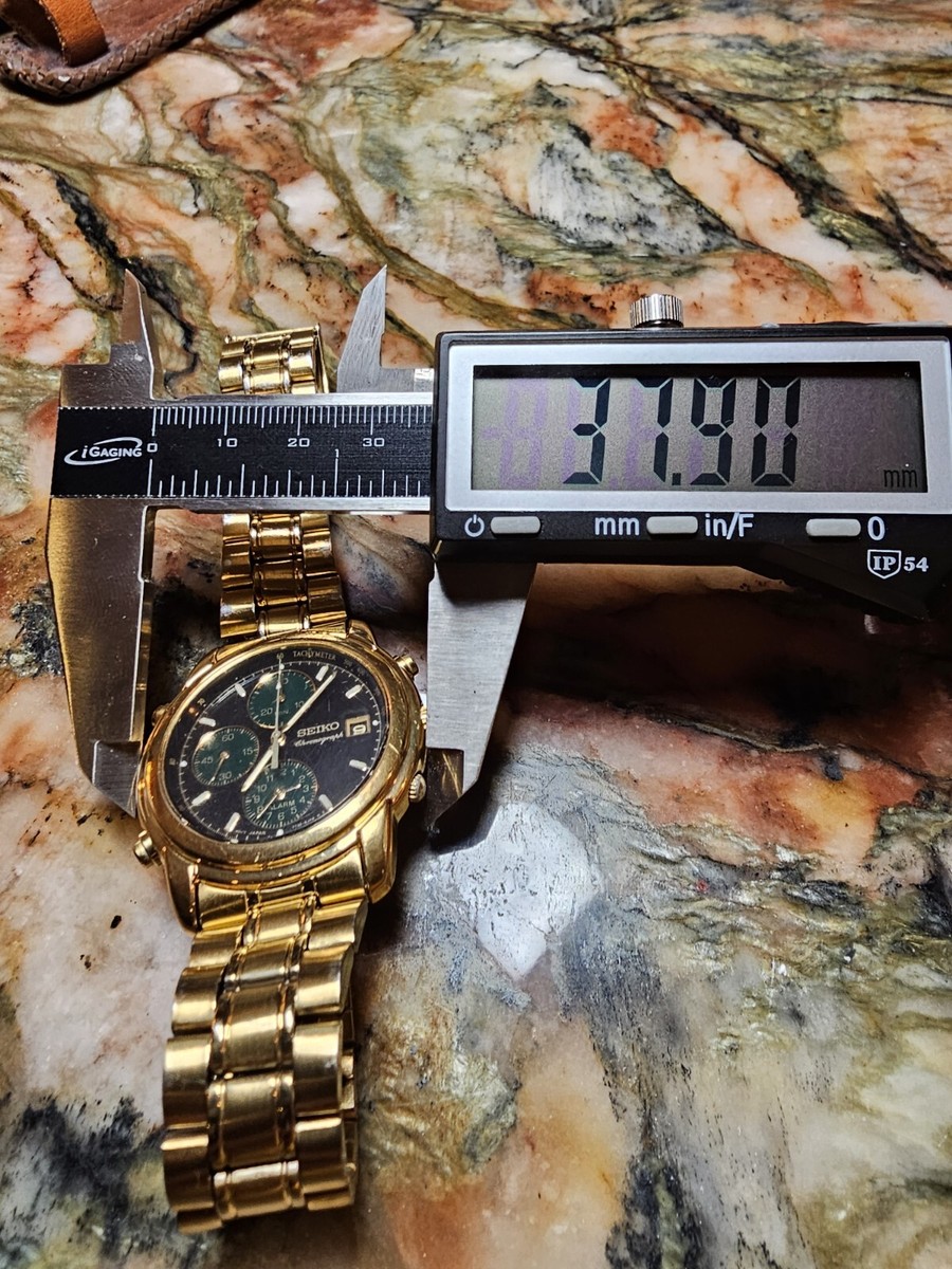 Seiko Men's Vintage Gold Tone Quartz Chronograph Watch 7T32-6G40