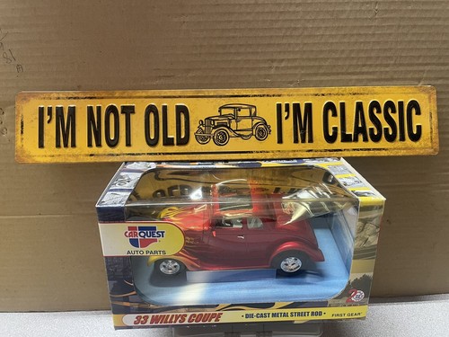1933 WILLYS COUPE 1/24FIRST GEAR NIB CARQUEST AUTO PARTS W/FREE 3x18 METAL SIGN
