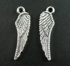 80pcs Tibetan Silver Angel Wing Charms Pendants 26.5x7.5x2mm 13158