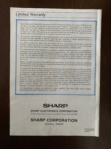 Sharp Videokassettenrekorder Vintage Modell VC-581U Bedienungsanleitung - Original - Bild 2 von 3