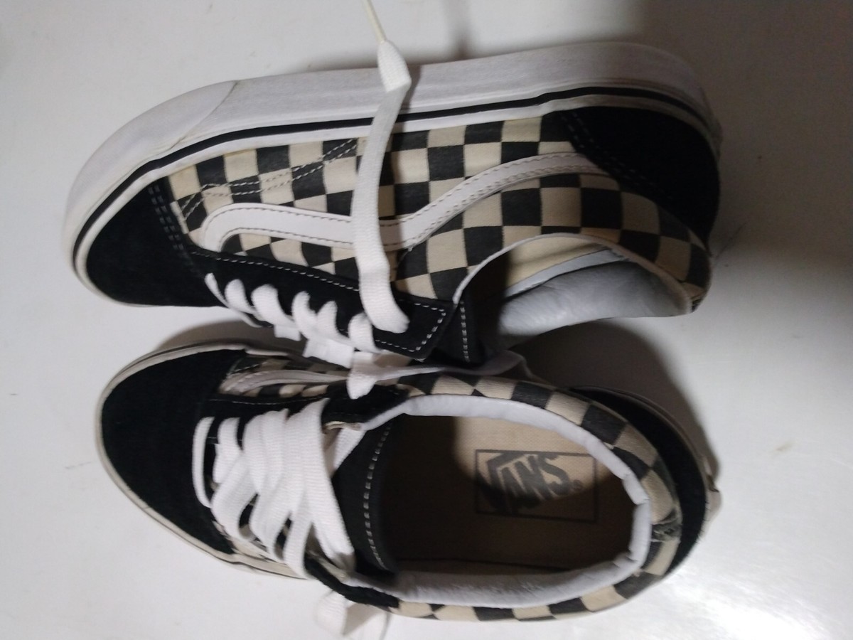 Checkerboard Sherpa black & white retro Vans | eBay
