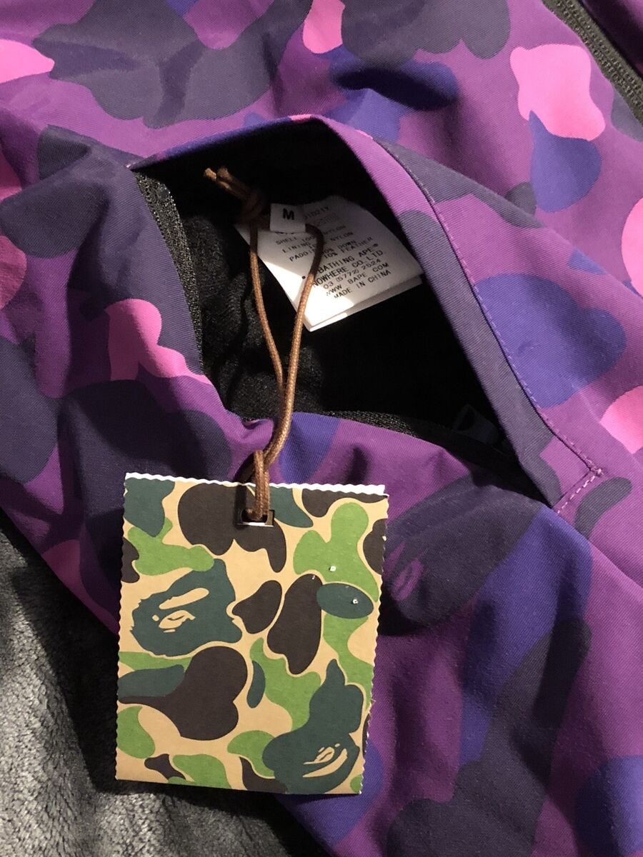 Bape Purple/Blue Camo Down Jacket, Reversible - Medium - New