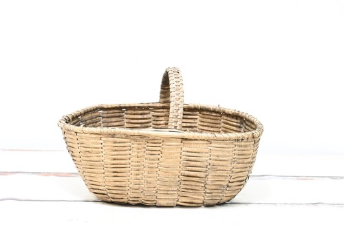 Antique Early 1900s Woven Splint Small Laundry Basket Gathering Basket Large #4 - Picture 6 of 11