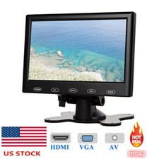US-7'' TFT LCD Monitor Display Portable Security Monitor AV HDMI VGA w/Speaker