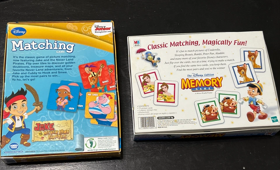 Lot Of 2 Disney Edition Memory Matching Game & Jake Never Land Pirates Complete - Image 2 of 4