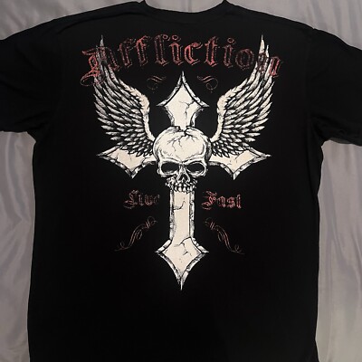 Affliction Live Fast Shirt Black Red Foil Men s Size XL