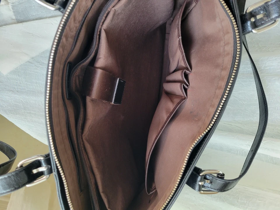 BOSTANTEN Women Leather Laptop Tote Office Shoulder Handbag Vintage C-black  - Image 3 of 4