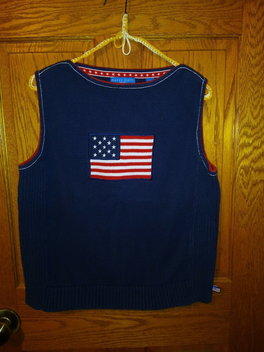 Karen Scott Navy Flag Sweater Vest XL Petite?