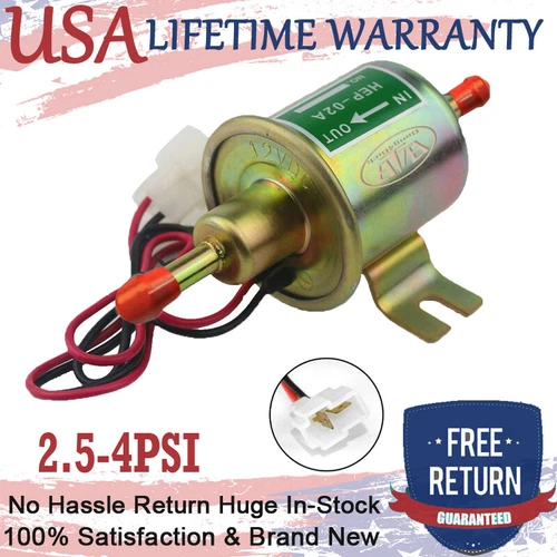 Universal Electric Inline Fuel Pump 12V Kit for Lawn Mowers Engine Gas 2.5-4 PSI