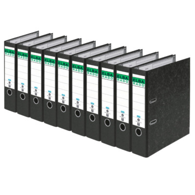 10x Elba RADO Ordner A4 Karton Wolkenmarmor 80mm breit schwarz 100081018