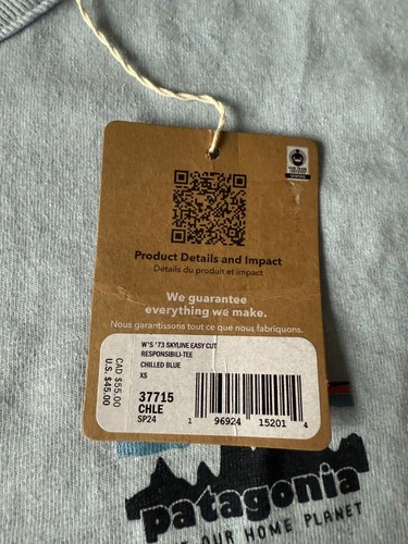 NEW Patagonia Women's '73 Skyline Easy-Cut Responsibili-Tee Chilled Blue XS - Picture 2 of 3