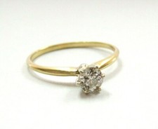 Classic Solid 14K Yellow Gold 0.26ct Solitaire Round Diamond Engagement Ring sz6