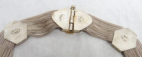 VINTAGE UKRAINIAN 84 STERLING SILVER & CLOISONNE' GOLD GILT 16" NECKLACE - Picture 6 of 7