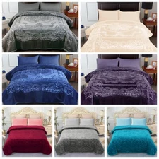 Floral Embossed Korean Mink Fleece Blanket Thick Warm Winter Bed Blanket 3.5-9Lb