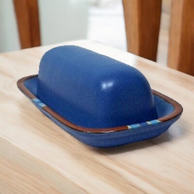 Dansk Mesa Sky Blue Covered Butter Dish Keeper 8.25  Portugal