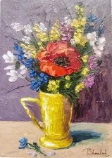 Wildflowers Original Oil Painting Flowers Floral Hand Painted Impasto Art 12x8