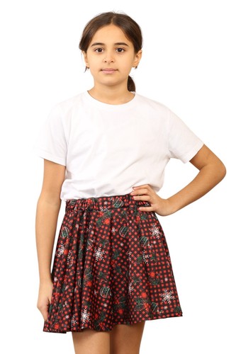 Girls Mini Flared Skater Skirt Elasticated Waist Stretchy Casual Everyday Wear - Picture 64 of 66