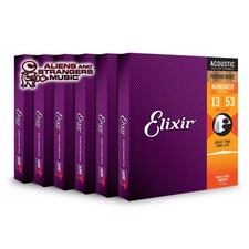 6 Sets Elixir NANOWEB Phosphor Bronze Acoustic 16182 HD Light .013-.053