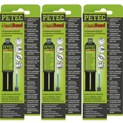 Petec PlastBond Kunststoffreparatur schwarz 3x 24ml 2K Klebstoff schnellhärtend