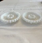 Vintage Milk Glass Sunflower Daisy Candlestick Holders