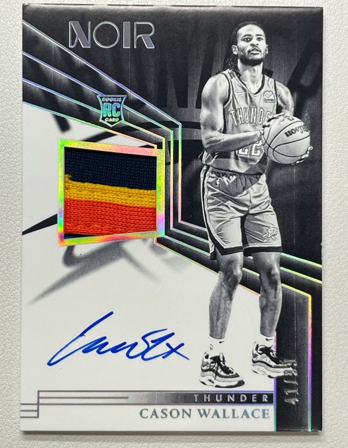 Cason Wallace 2023-24 Panini Noir Rookie Patch Auto Black White 41/99 RC #335