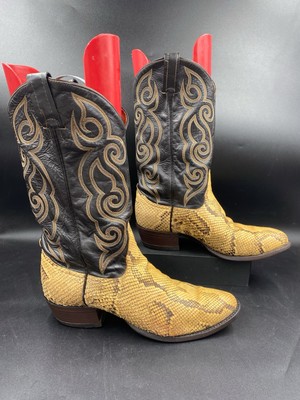 TONY LAMA Natural Exotic Python Boa? Snakeskin Western Cowboy Boots 10 D Vintage