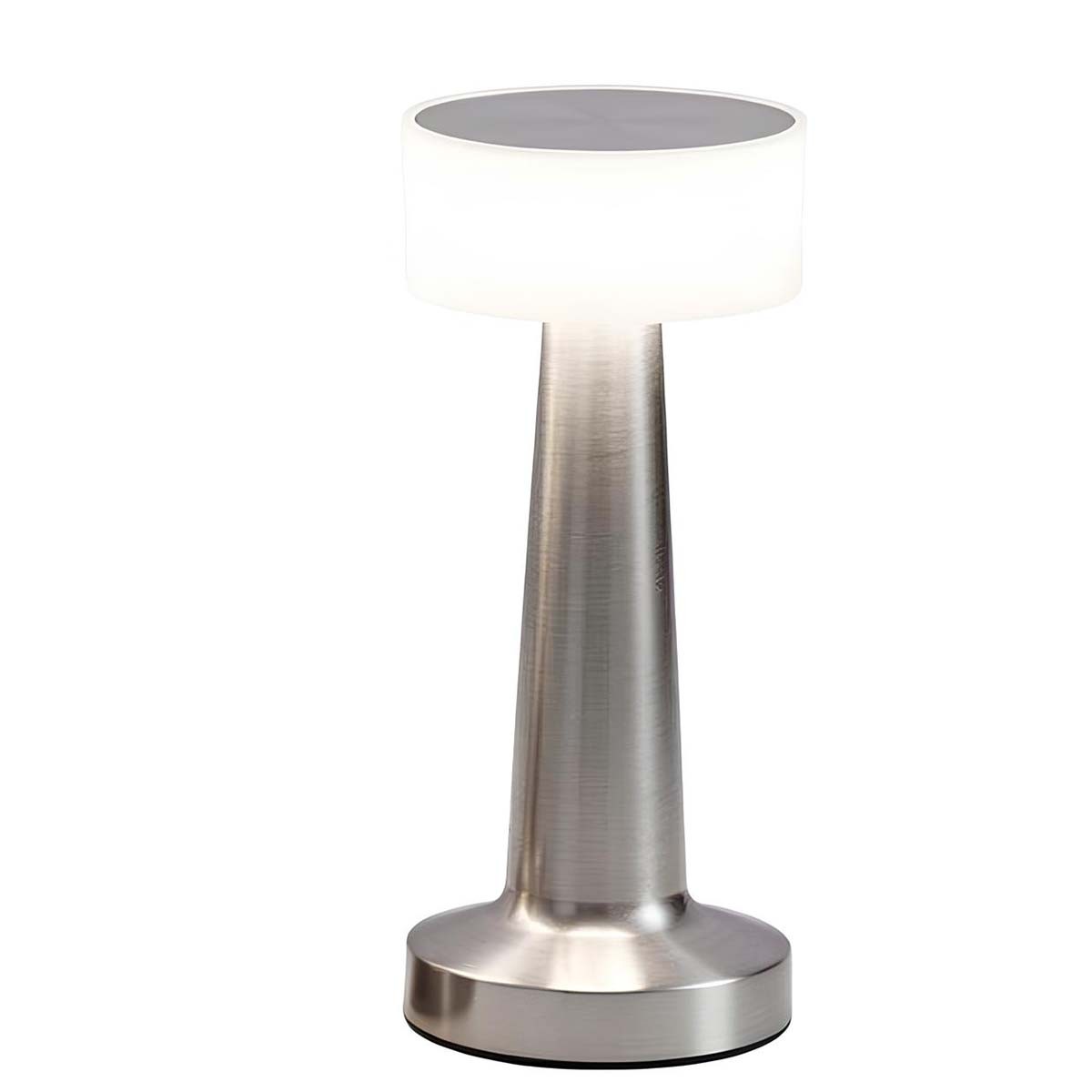 Lampe d'ambiance LED tactile à 3 modes d'intensité sans fil métallique argent