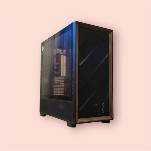 @NEW/UNUSED/READ IN@ Antec Flux Black/Wood Mid Tower Chassis Glass 5x Fans MAN10