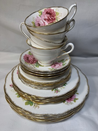 (20 Pcs)  Royal Albert  'American Beauty' Four (5) PIECE PLACE SETTINGS w/Roses