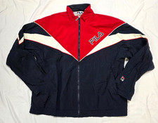 FILA Nylon Full Zip Track Jacket Men's LARGE L Red White Blue vtg 90s GRANT HILL
