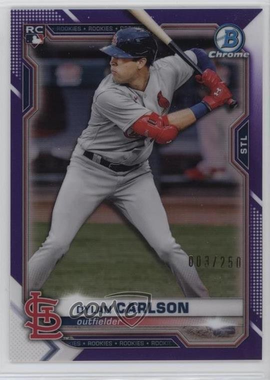 2021 Bowman Chrome Purple Refractor 3/250 Dylan Carlson #45 18gt