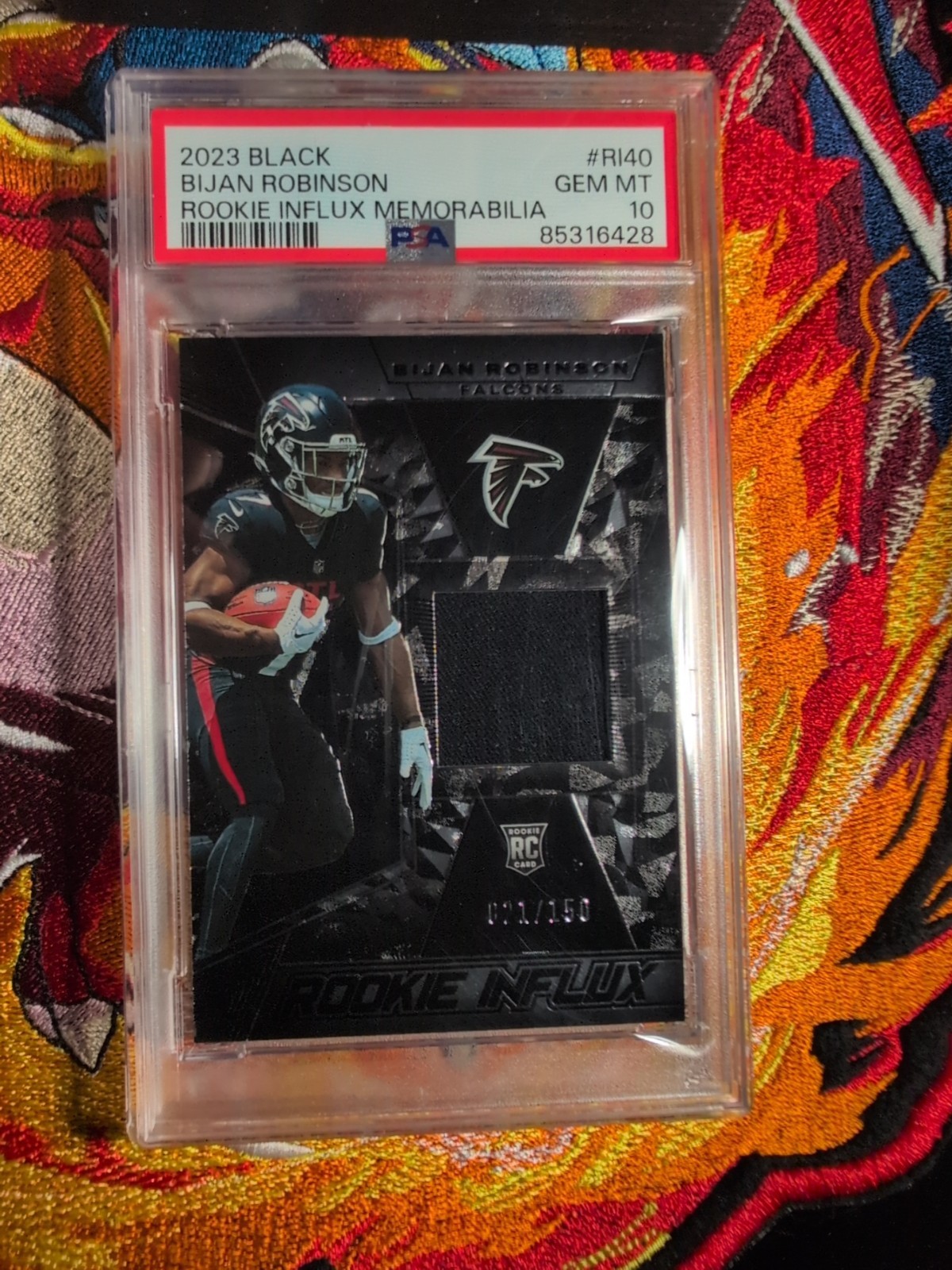 Bijan Robinson Panini Black Rookie Influx Memorabilia #RI40 Base