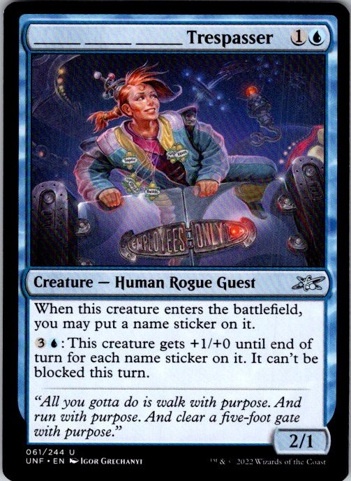 _______ _______ _______ Trespasser 61 Uncommon Unfinity Magic: The Gathering NM