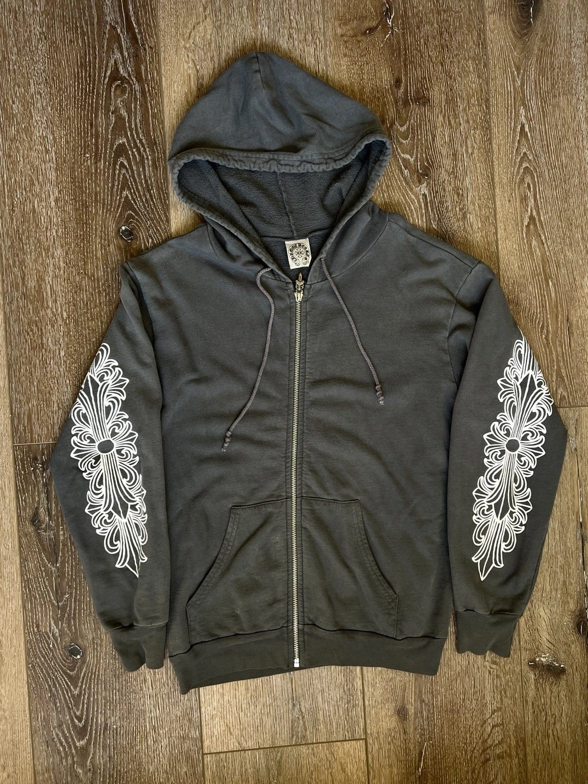 Chrome Hearts Floral Horseshoe Zip Up Hoodie Black Size Small