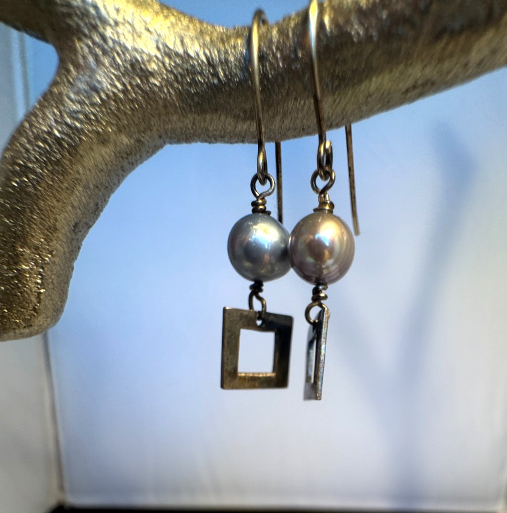 Sterling silver handmade artist earrings View 4