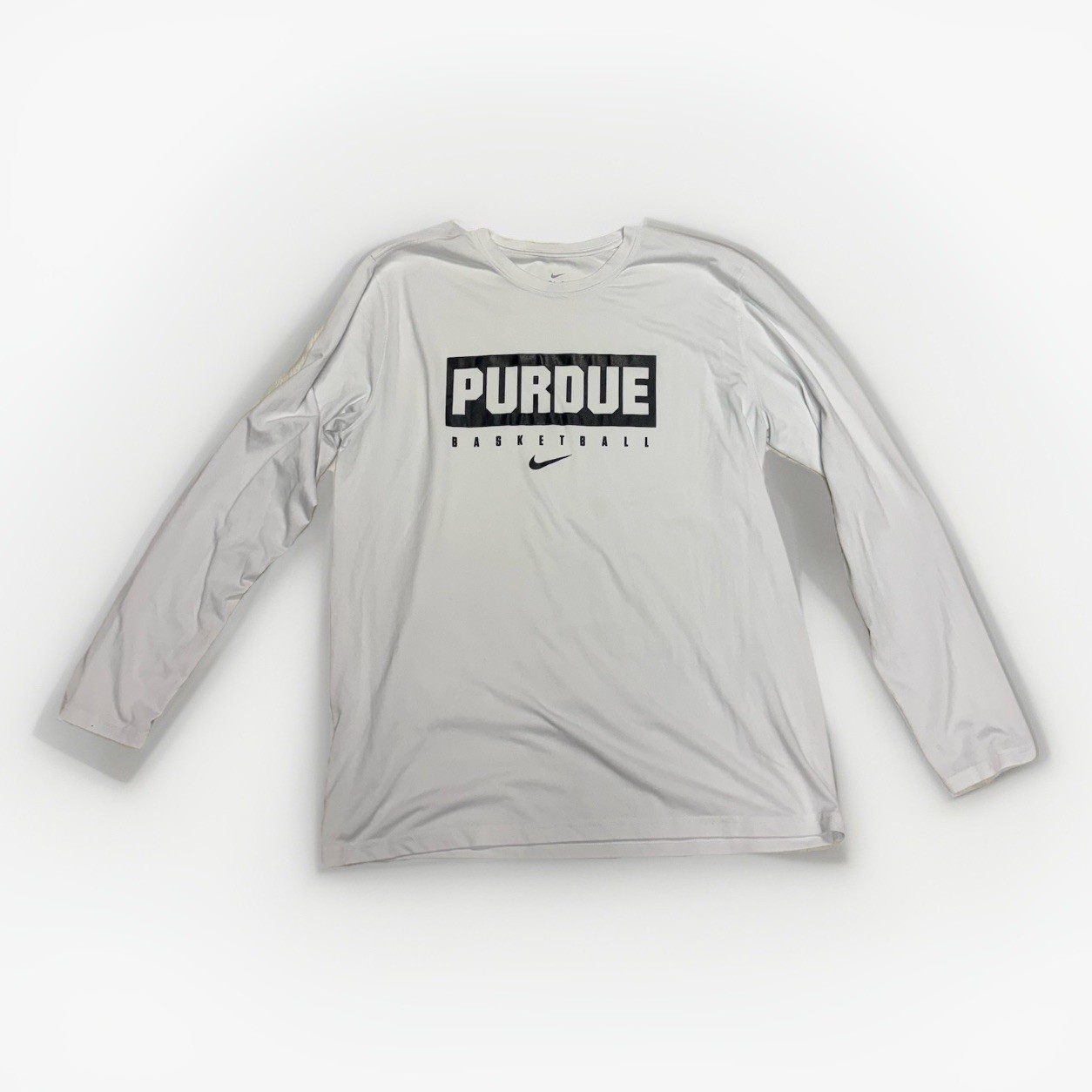 Nike Purdue Boilermakers Basketball Dri-FIT Long Sleeve Shirt / White / Men's XL