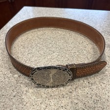 Genuine Cowhide Leather Belt with metal buckle- Size 34- Made in the USA
