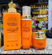 Active Caviar Drip Vitamin C  Turmeric Lotion serum And Face Cream 3 In 1 Set