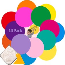 14 PCS Reusable Dry Erase Circles Colorful Dots 12 Colors 11.8 Inch Wall Decal