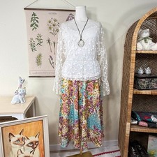 Y2k Multicolor Floral Maxi Skirt Fairy Cottagecore Romantic Forest Whimsy PM M