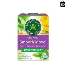 Peppermint Senna Herbal Tea for Gentle Overnight Digestive Support - 16 Bags