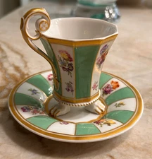 Antique Demitasse Cup & Saucer: KPM Konigliche Porzellan-Manufaktur Claw Feet