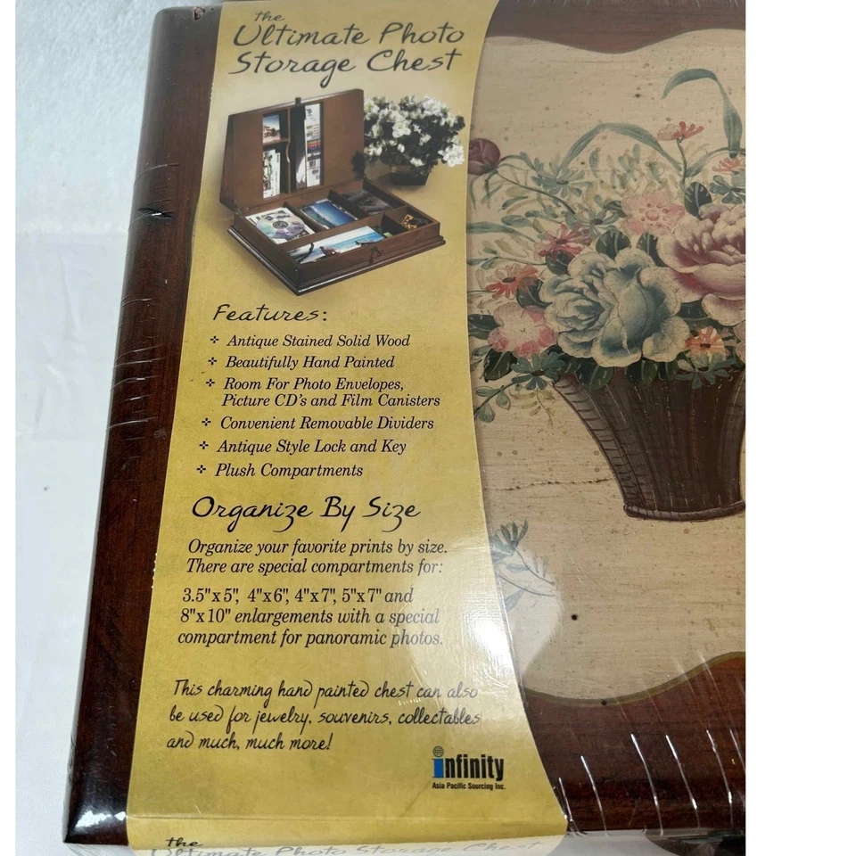 Infinity Ultimate Photo Storage Chest Wood Bouquet Hand Painted Keepsake Box New - Image 3 of 4