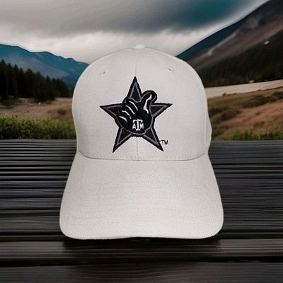 Texas Aggies Gig Em Logo Mens 7 3/8 Fitted Colosseum White Hat